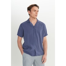 AC&Co / Altınyıldız Classics Erkek Lacı Yumuşak Dokulu Comfort Fit Rahat Kesim Hawai Yaka Gömlek Lacı