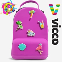 Vicco Pvc Mini Boy Çocuk Plaj Çantası Kreş Çantası Sırt Çantası Okul Çantası Unisex Çanta Mor