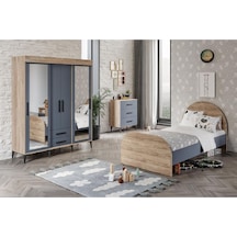 İzmir Cocuk Odası Takımı Tamamı Mdf Aynalı 3 Parça Antrasit - Flora