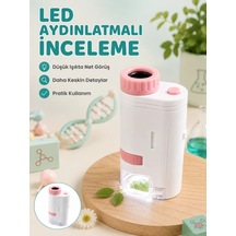 Ers- Çocuklar İçin Taşınabilir Bilim Mikroskobu 80x-200x Büyütme Ve Led Aydınlatma