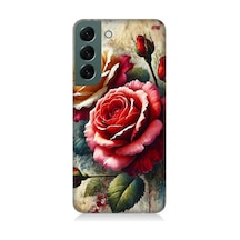 Samsung Galaxy S22 Uyumlu Kırmızı Sarı Gül Tutkusu Desenli Silikon Kılıf Çok Renkli