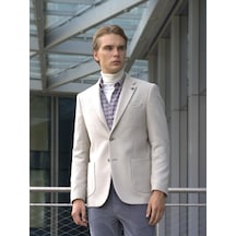Erkek Yün Ceket Kırçıllı Mono Yaka Torba Cepli Çift Yırtmaç Slim Fit Ceket Ncs Jeans 4005-Taş