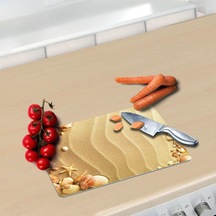 20X30 Cm Kumsal Desenli Cam Kesim Tablası