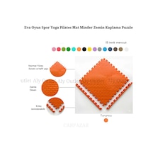 6'lı Set Zemin Kaplama Eva Tatami Minder Mat Oyun Spor Egzersiz Yoga Damla Desen 50x50 13mm 6 Adet Turuncu