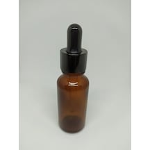 20Ml Cam Amber Şişe İnce Cam Damlalık Siyah Metal Kapak (10 Adet)