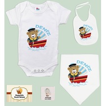 Bk Kids Kişiye Özel İsimli 5 Parça Beyaz Bebek Body Zıbın Ve Battaniye Hediye Seti, Yeni Doğan Bebek Giyim Hediyesi