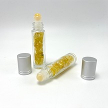 Yıldız Doğal Taş Sertifikalı Sitrin Doğal Taş Esans Şişesi + Roller Masaj Aleti 10 ML