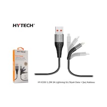 Hytech Hy-X330 1.2M 3A Lightning Gri/Siyah Data+ Şarj Kablosu