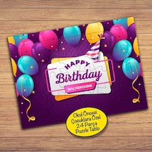 Balonlu Happy Birthday Temalı Çocuklara Özel Puzzle Yapboz Tablo-3195
