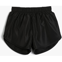 Koton Spor Mini Şort Yüksek Bel Akışkan Kumaş Siyah 4sak40010nw Siyah