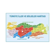 Türkiye İller Ve Bölgeler Haritası, Vinil Branda, 70x100 Cm Diğer