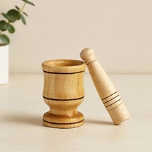 Jenerik Küçük Ahşap Havan Sarımsak Dövecek 6x4x8.8 Cm