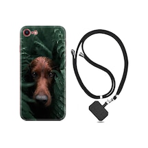 Apple Uyumlu iPhone 7 8 Kılıf Boyun Askılı Flowers Dog 1346