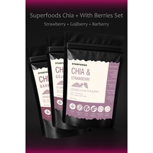 Chia Tohumu 3'lü Set Superfoods Çilekli Chia Tohumu + Gojiberry Chia + Zereşk Chia Chia Seeds Set