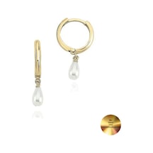 Brezza Lusso Jewelry 18k Serie Oro Hakiki İnci Halka Minimal Gümüş Küpe