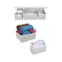 4'lü Çekmece Düzenleyici Kutu Seti - 1 - Kumaş - Çekmece İçi - 25 X 25 - Beyaz Diğer