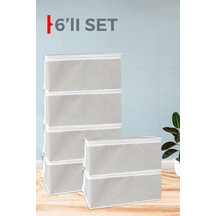6 Adet Gri Çizgili Büyük Baza Altı Ve Çekyat Tipi Hurç 65 X 45 X 22 Cm Tela 45 X 65 Gri Tr Diğer