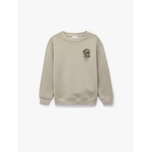 Koton Şardonlu Uzun Kollu Bisiklet Yaka Köpek Baskılı Sweatshirt Gri 6wkb10592tk Gri