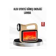 Solar Alev Işığı Cob Teknolojili Taşınabilir El Feneri Ve Kamp Lambası Bej