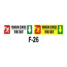 Fosforlu & Düz Levha Yangın Çıkışı Yönlendirme Fire Exıt Aşağı Ok