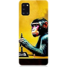 Samsung Galaxy A31 Uyumlu Satranç Oynayan Maymun Desenli Silikon Kılıf
