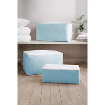 Medium Boy 5 Adet Mavi Çizgili Baza Çekyat Altı Hurç 53x30x20cm Mavi