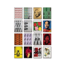 Andy Warhol Tabloları 16'lı Sticker Seti Laptop Defter Planlayıcı Etiket Çok Renkli