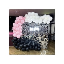 Pastel Siyah Beyaz Pembe Balon Zinciri 100 Adet Mix