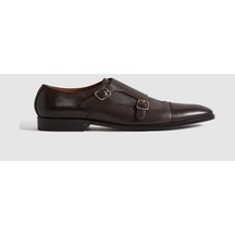Erkek Reiss Koyu Kahverengi Amalfi Deri Çiftli Keşiş Kayışlı Ayakkabılar