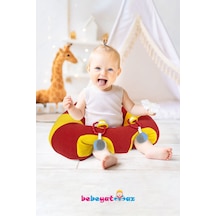 Çıngıraklı Kırmızı Sarı Bebek Oturma Destek Minderi Bebek Koltuğu