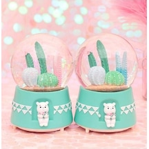 Kaktüs Simli Işıklı, Müzikli Ve Kar Motorlu Mega Boy Kar Küresi