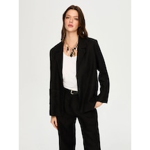 Faik Sönmez %100 Keten Astarsız Kadın Blazer Ceket Us26ckt015 Siyah