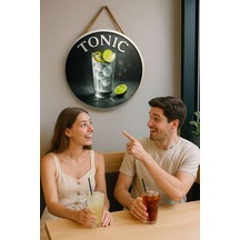 Tonic Temalı Kapı Süsü Tablosu, Tonik İçecek Konseptli Uv Baskılı Dekoratif Cafe Duvar Aksesuarı
