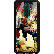 Xiaomi Redmi 9 Thor Tasarımlı Glossy Telefon Kılıfı Siyah