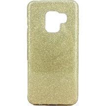Samsung Uyumlu A8 Plus (A730) 3In1 Simli Silikon Arka Kapak Gold