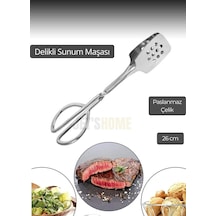 Salata Maşası Paslanmaz Çelik Maşa Delikli Barbekü Maşası 26 Cm