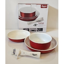 Amercook Bondy 4 Parça Pişirme Seti Kırmızı