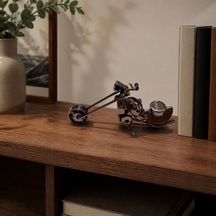 İşiye Özel İsim Yazılı Metal Motosiklet Biblo - Dekoratif Chopper Motor Maketi Masaüstü Aksesuarı