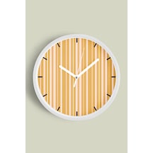 Renkli Çizgili Modern Tasarım Duvar Saati - 35cm - Önü Camlı Beyaz Kasa - Sessiz Mekanizma-jh0370 Beyaz