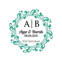 Yaprak Dal Desenli Dikdörtgen Mühür Kına Nişan Düğün 3x3 Cm Özel Etiket / 50 Adet Sticker Beyaz