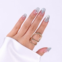Takma Tırnak Mavi Nail Art Kısa Oval 10'lu Tekrar Kullanılabilir El Yapımı Protez Takma Tırnak Ekov-3514 S