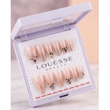 Louésse Golden Confetti Glow Takma Tırnak 12 Li Nude Simli Renkli Taşlı Elegant Nail