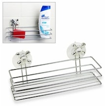 Banyo Organizeri - Çok Amaçlı Dörtgen Vantuzlu Gümüş
