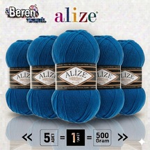 Süperlana Klasik - 141 Saks Mavi - 5'li Paket - 100gr/280m - El Örgü İpi - Atkı Yelek Kazak İpi