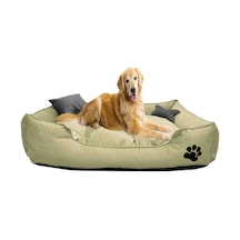 Mavi Vitrin Yıkanabilir Kumaş Pati İşlemeli Büyük Irk Köpek Yatağı L 100 x 80 CM