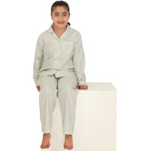 The Don Açık Yeşil Çizgili Desenli Kız Çocuk Pijama Takımı (9-14