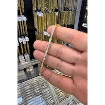 Taşlı Gold İnce Bileklik Altın