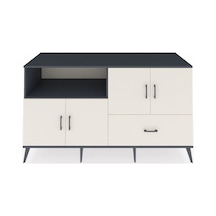 Kronos Konsol 4 Raflı Tek Çekmeceli 4 Kapaklı 176x59x99 Antrasit- Antrasit-aytaşı