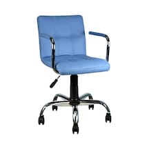 Mobilyakeyfi Bürocci Carla Çalışma Koltuğu-Mavi Deri-9503D0119