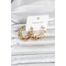 316l Çelik Gold Renk Spiral Halka Kadın Küpe Altın